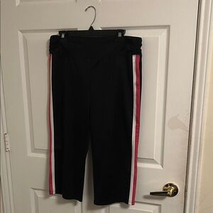 Silver Jeans Black Joggers with Pink and White Side Stripes